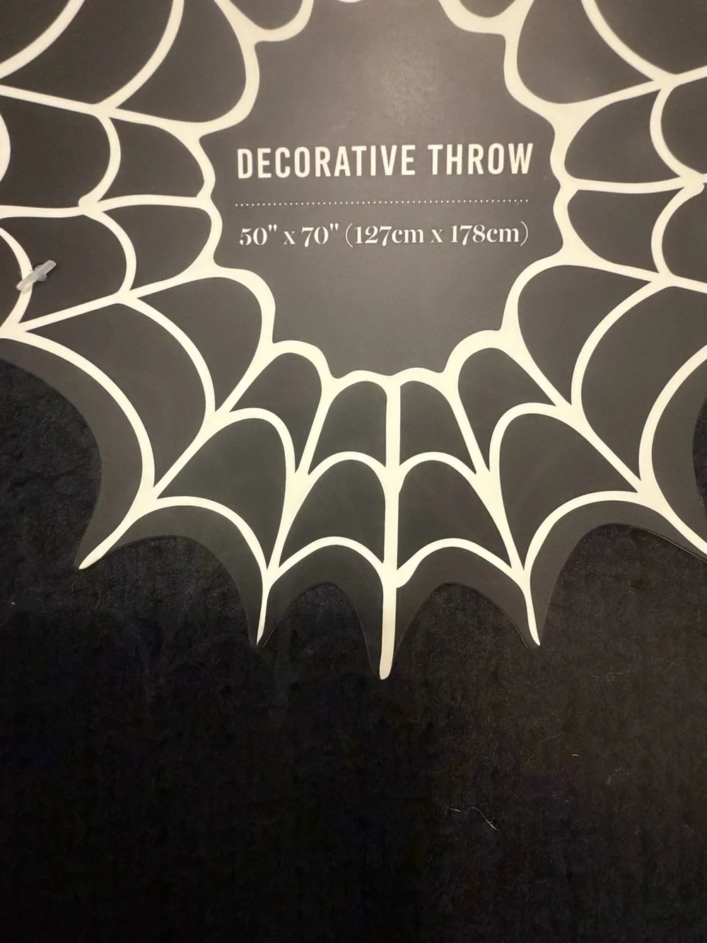 Martha Stewart Black Ghost Crochet Throw Blanket NWT Halloween cozy 50 x 70”